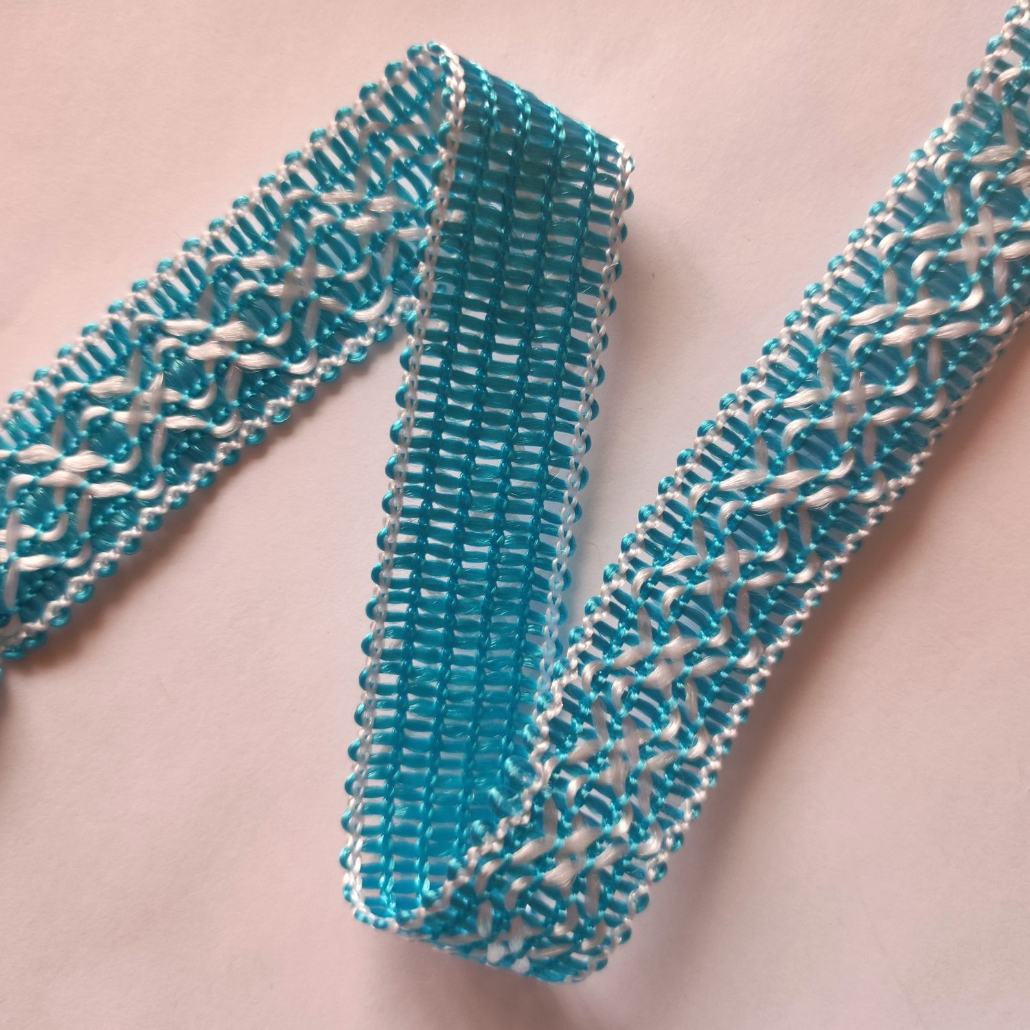 Galon sfifa 1, 8cm bleu clair/blanc 