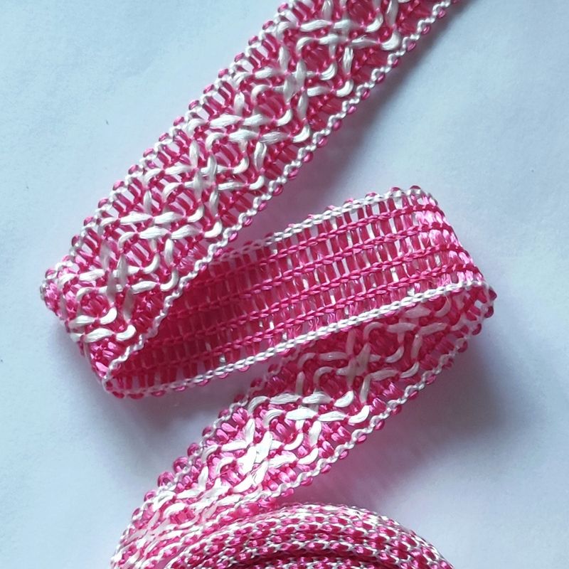 Galon sfifa 1,8cm rose/blanc (10 mètres)