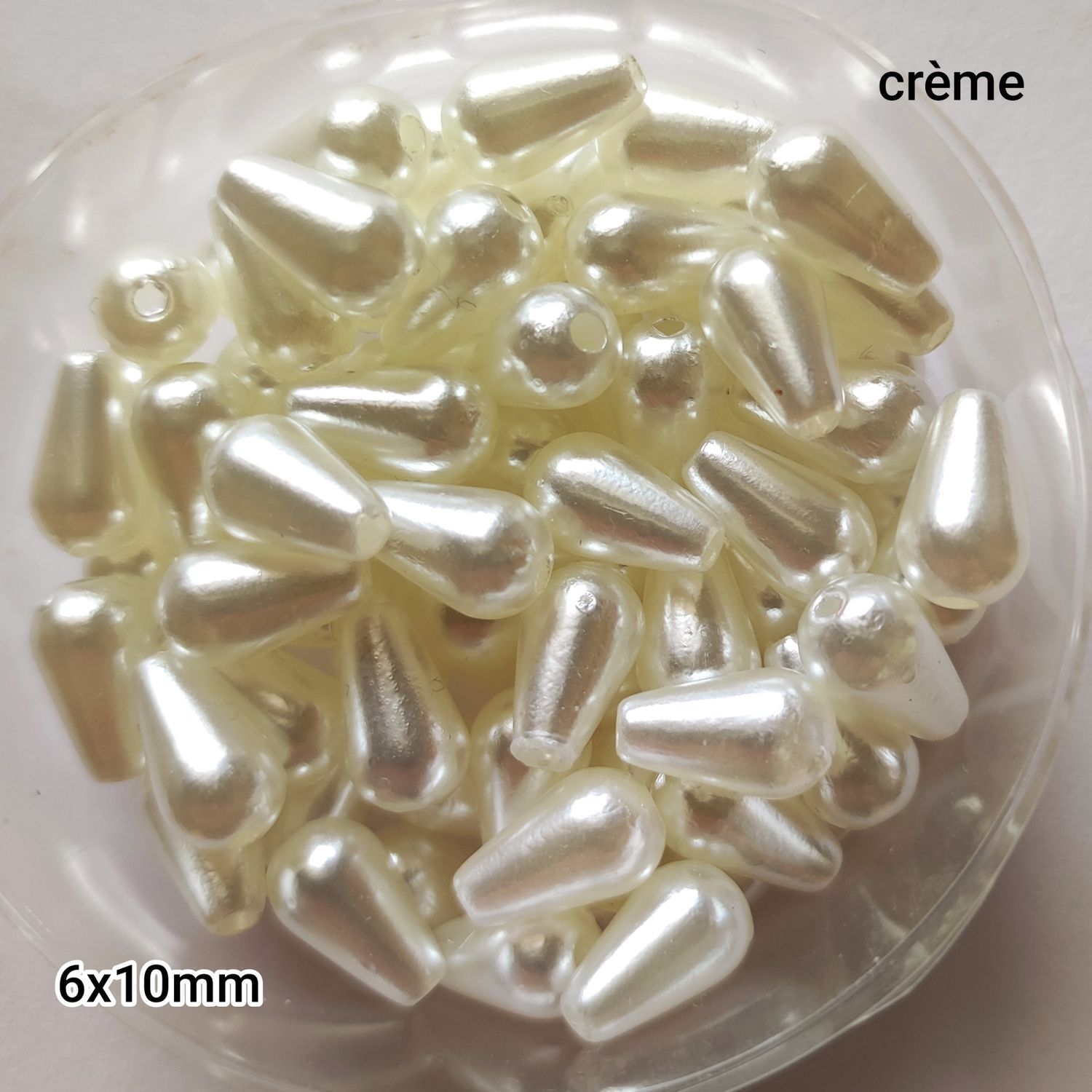 70 perles gouttes crème 6x10mm
