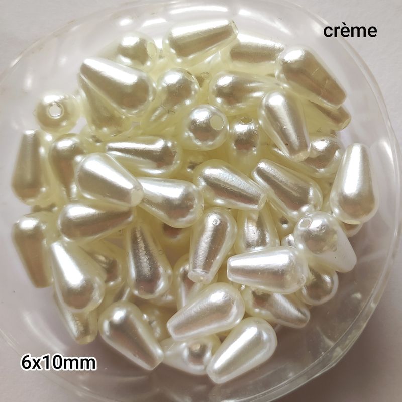 70 perles gouttes crème 6x10mm