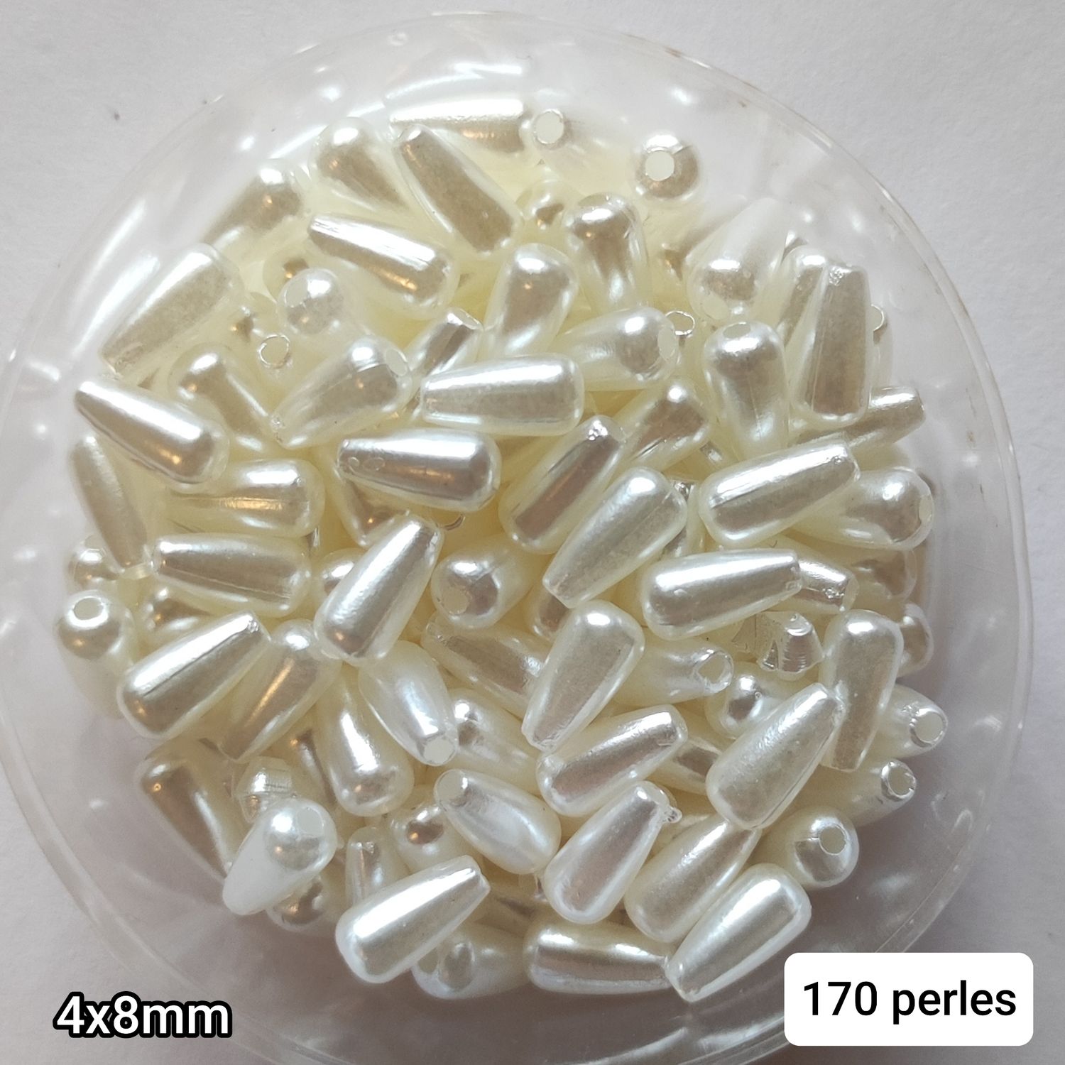 170 perles gouttes crème 4x8mm