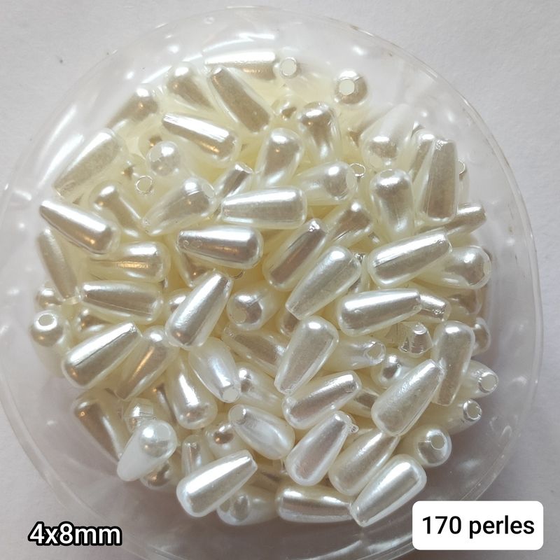 170 perles gouttes crème 4x8mm