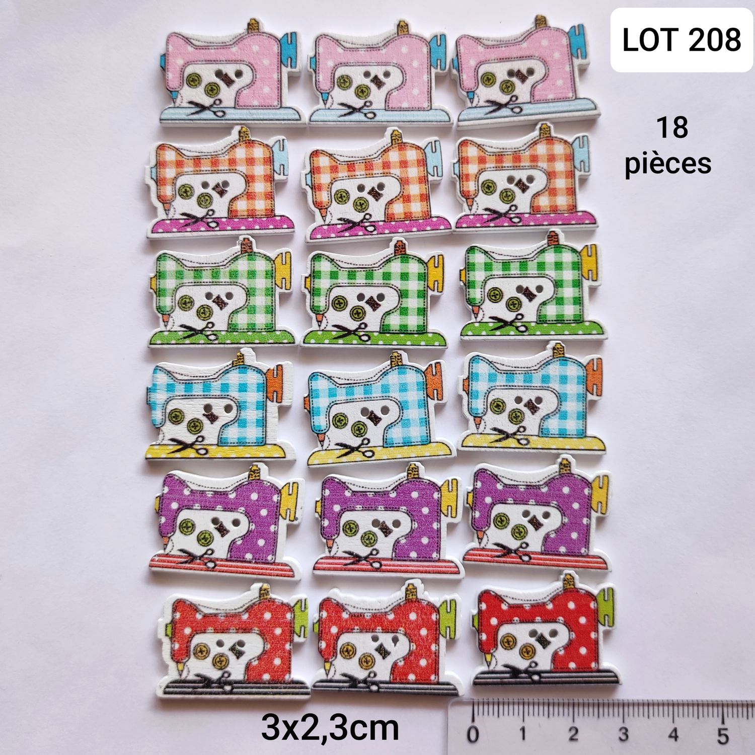 18 boutons machine à coudre LOT 208