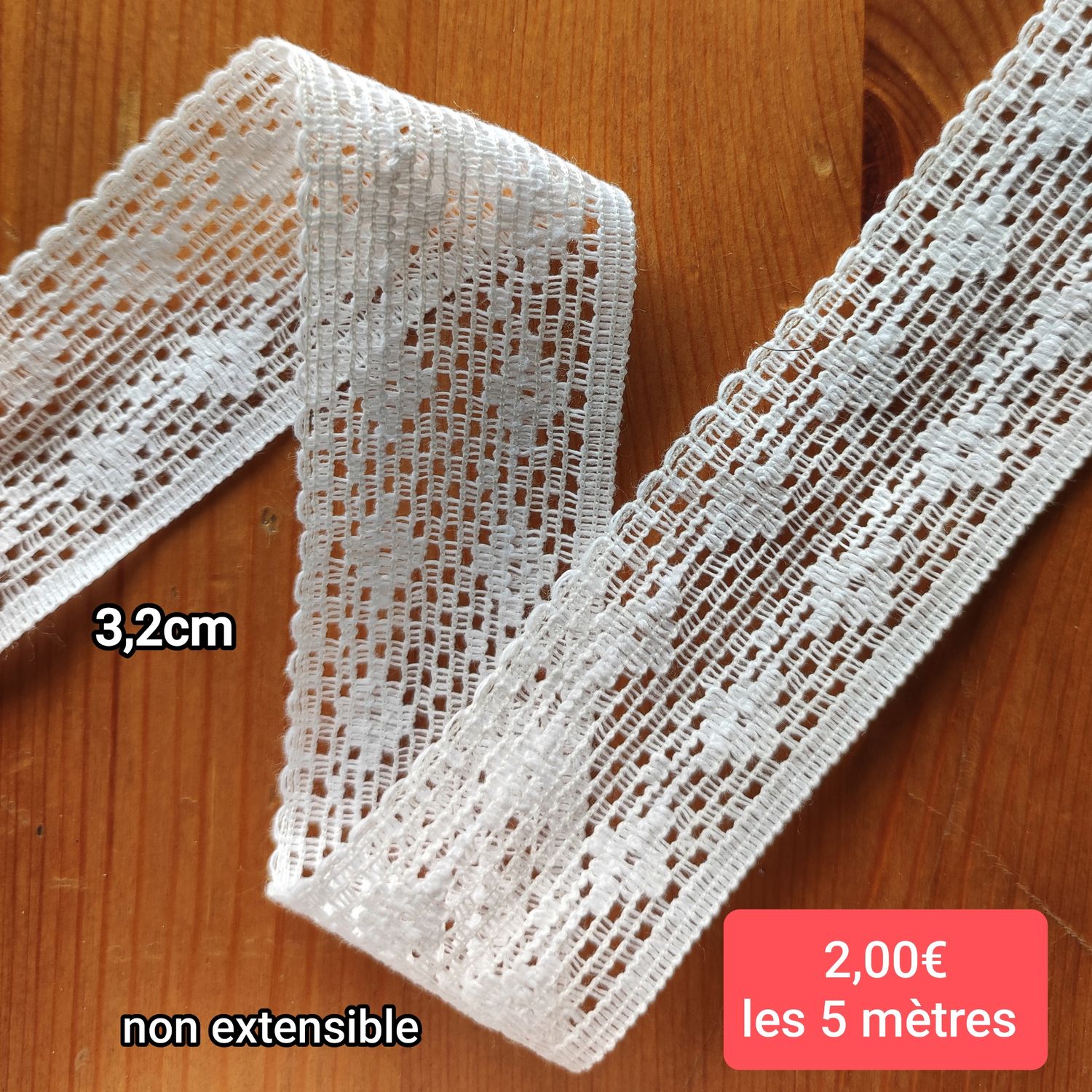 5 mètres dentelle blanche 3,2cm
