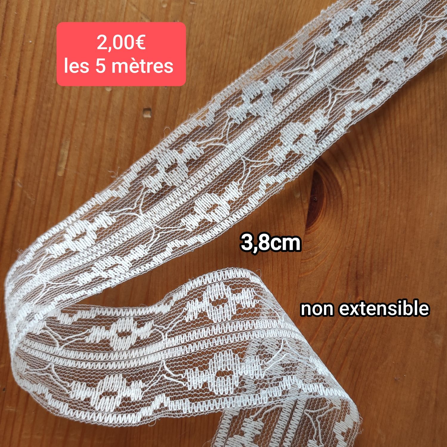 5 mètres dentelle écru 3,8cm