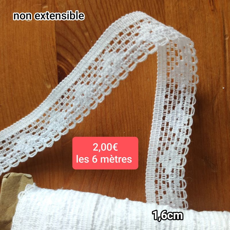 6 mètres dentelle blanche 1,6cm