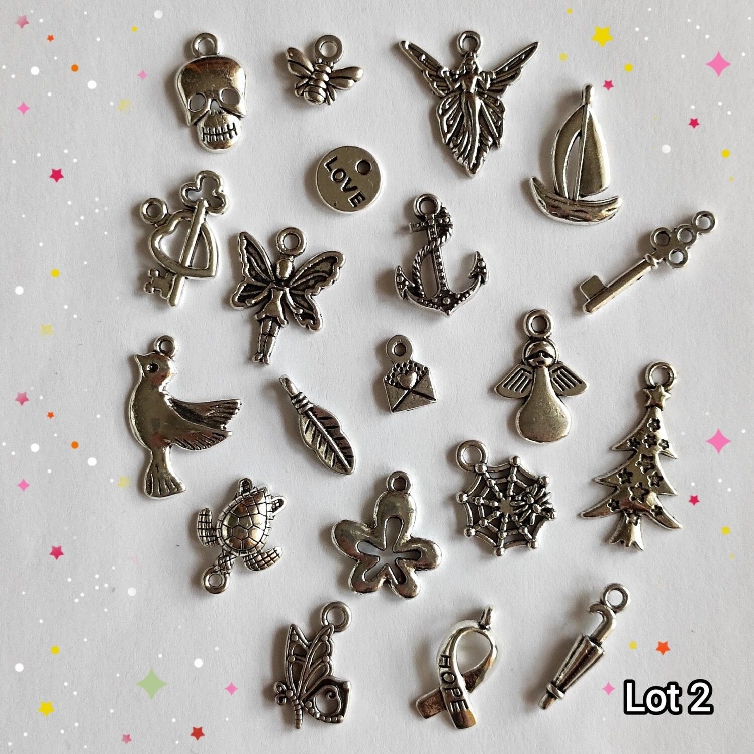 20 pendentifs argentés (choisissez vos lots)