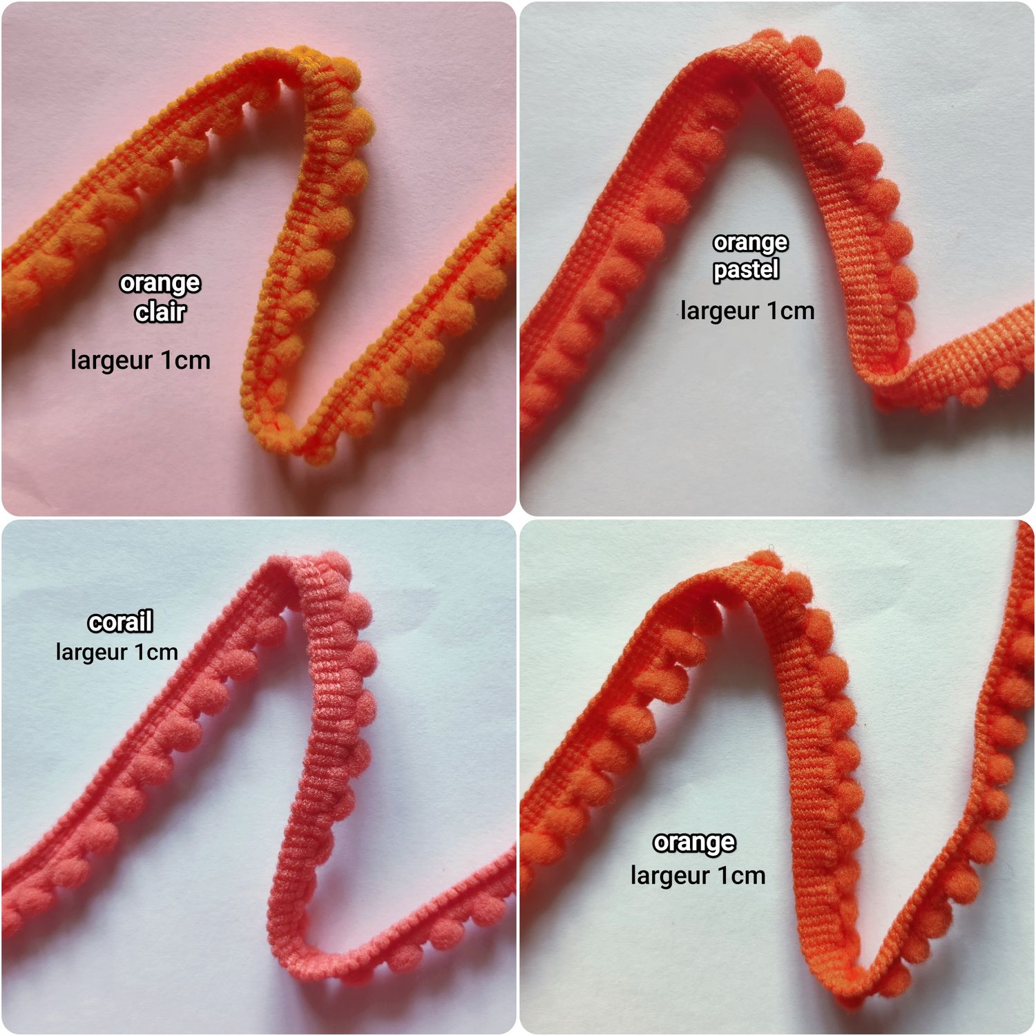 Galon mini pompons 1cm vendu au mètre/ choisissez les couleurs