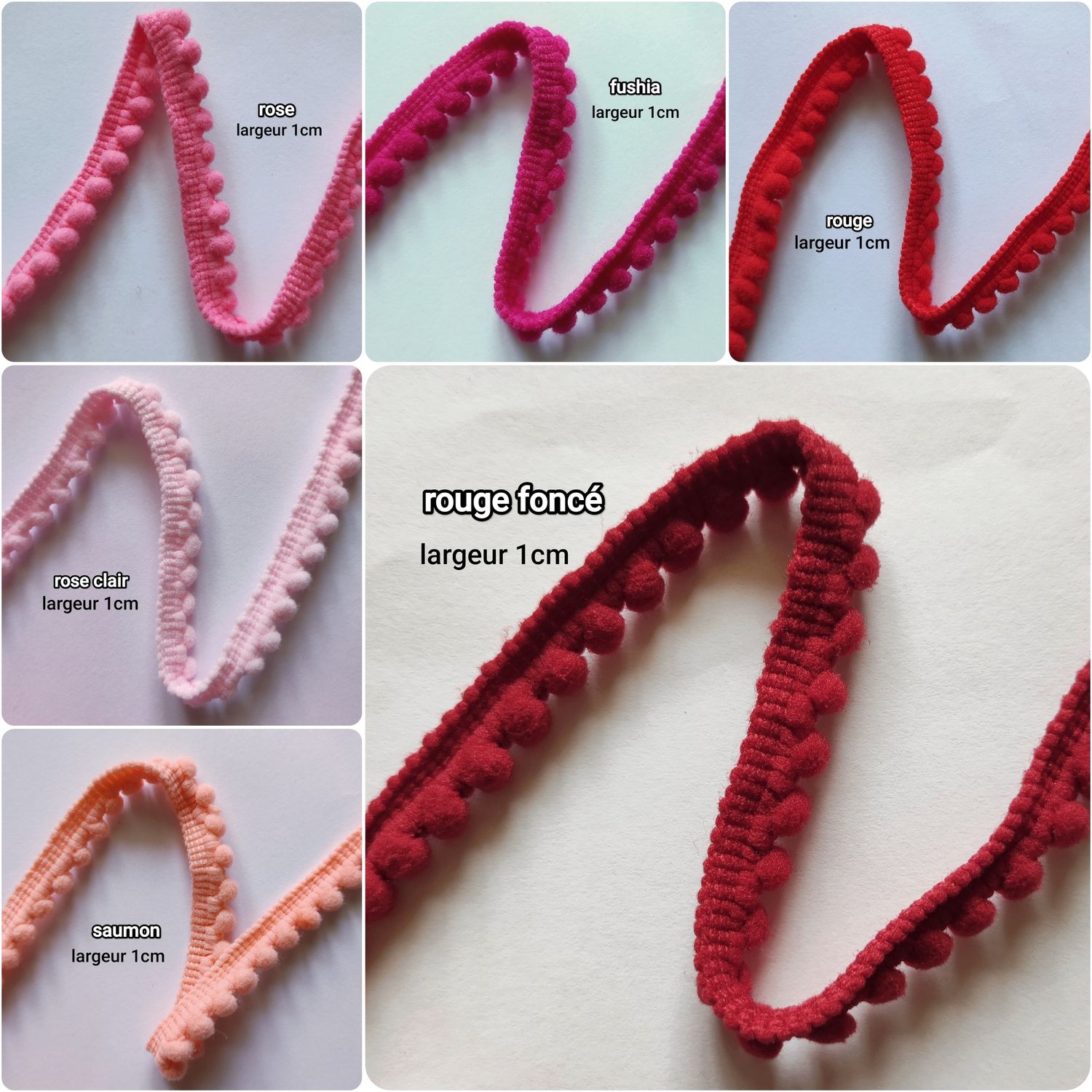 Galon mini pompons 1cm vendu au mètre/ choisissez les couleurs