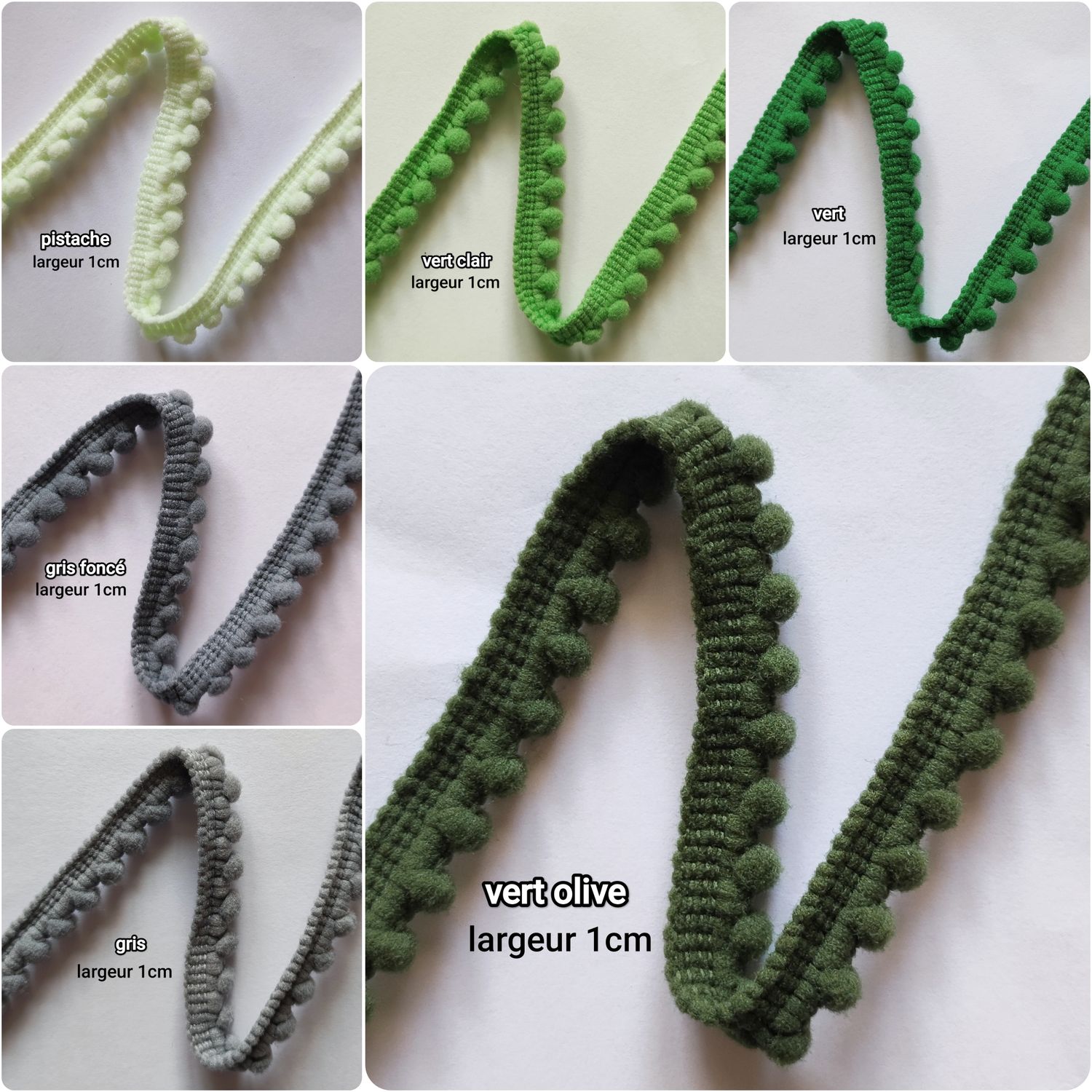 Galon mini pompons 1cm vendu au mètre/ choisissez les couleurs