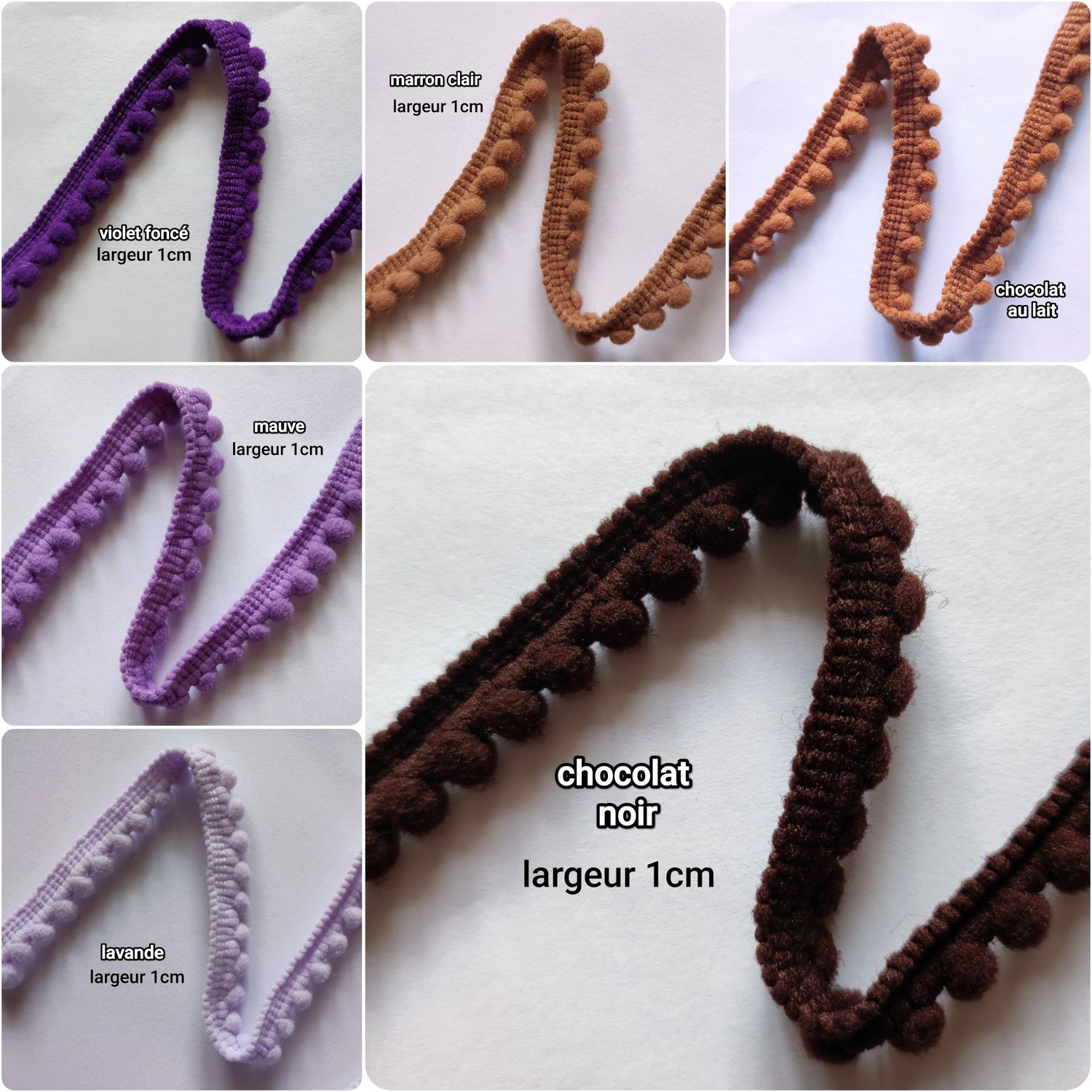 Galon mini pompons 1cm vendu au mètre/ choisissez les couleurs