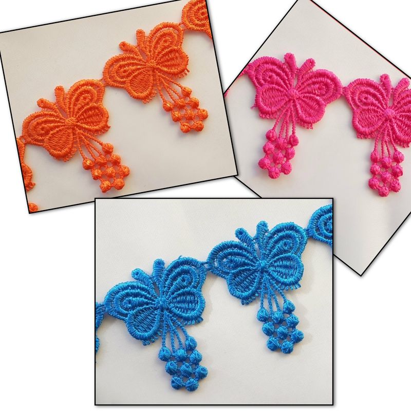 10 papillons dentelle 5,1x4cm