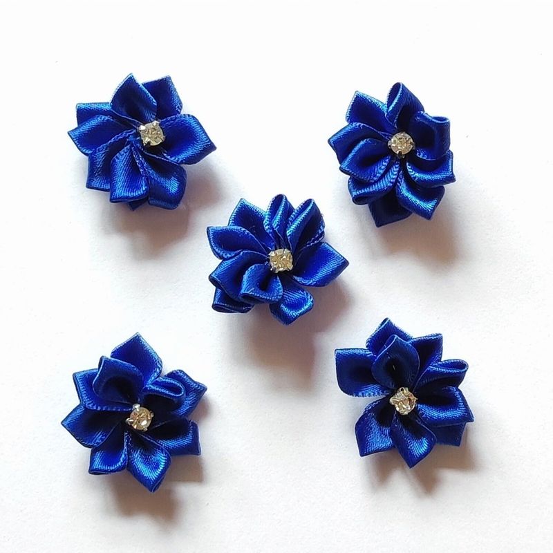 5 fleurs avec strass 2,5cm/15 couleurs
