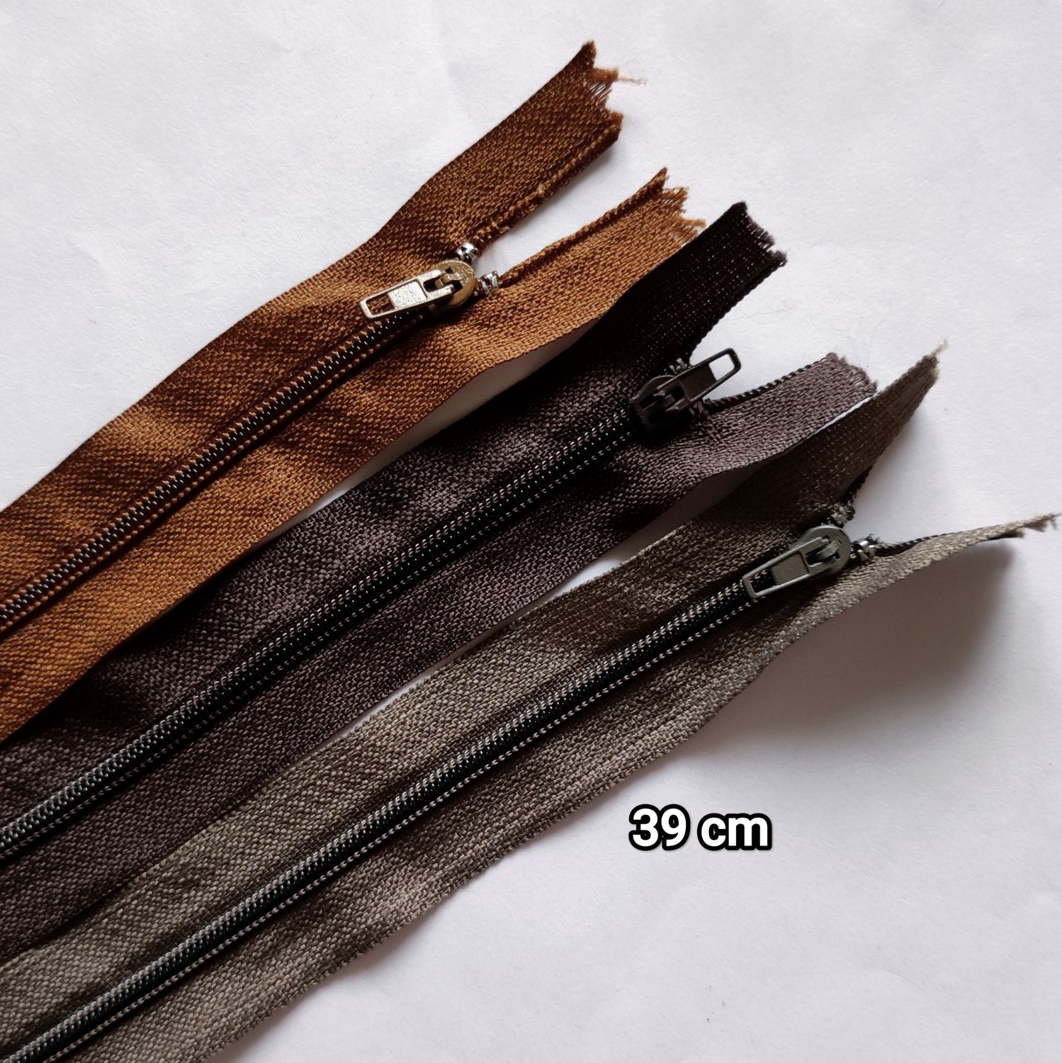 Fermeture zip 39 cm/3 couleurs