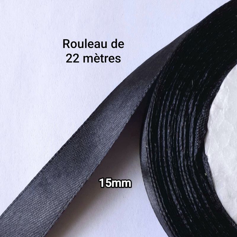 Ruban satin 15MM - rouleau/18 couleurs