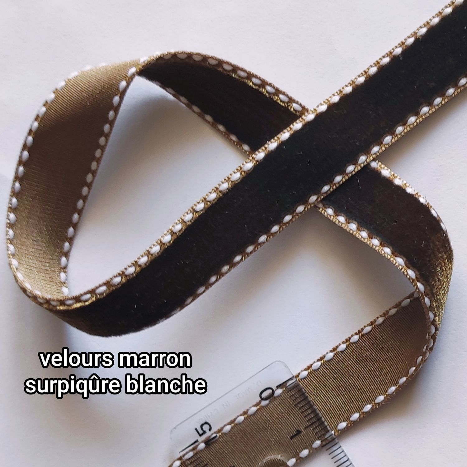 Ruban velours marron 15mm