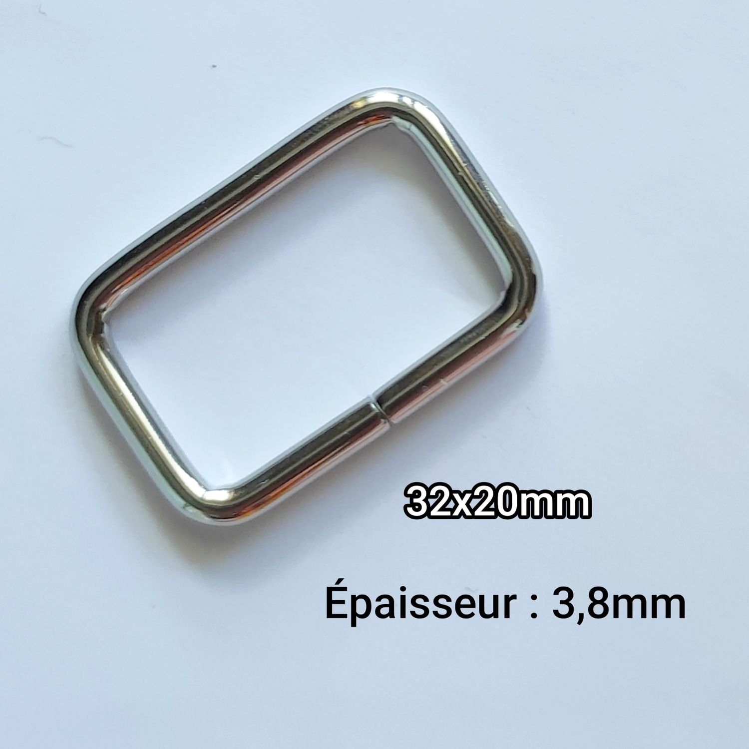 Anneau rectangulaire argenté 32mm
