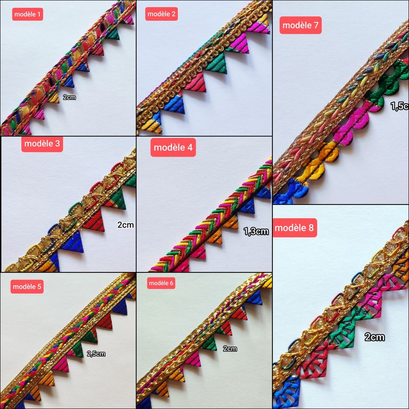Galon style indien au mètre (choisissez les couleurs)