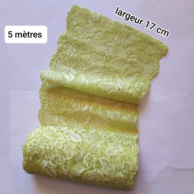 5 m dentelle 17cm extensible vert clair