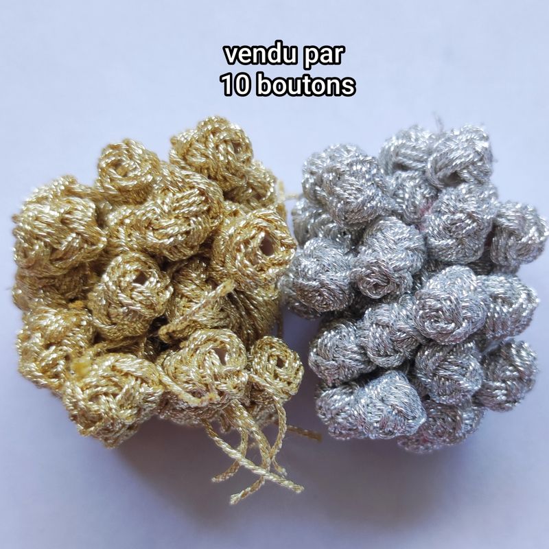 Boutons doré, argenté x 10