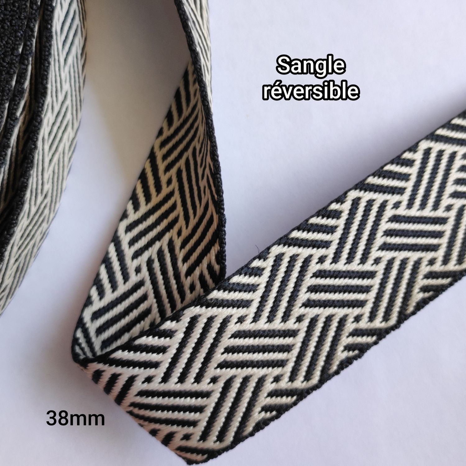 Sangle réversible fantaisie 38mm/36 couleurs
