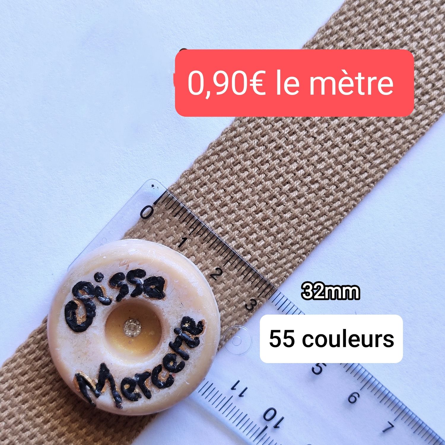 Sangle coton 32mm au mètre (choisissez vos couleurs)