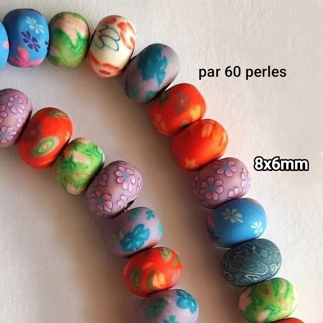 60 perles 8x6mm /2 modèles