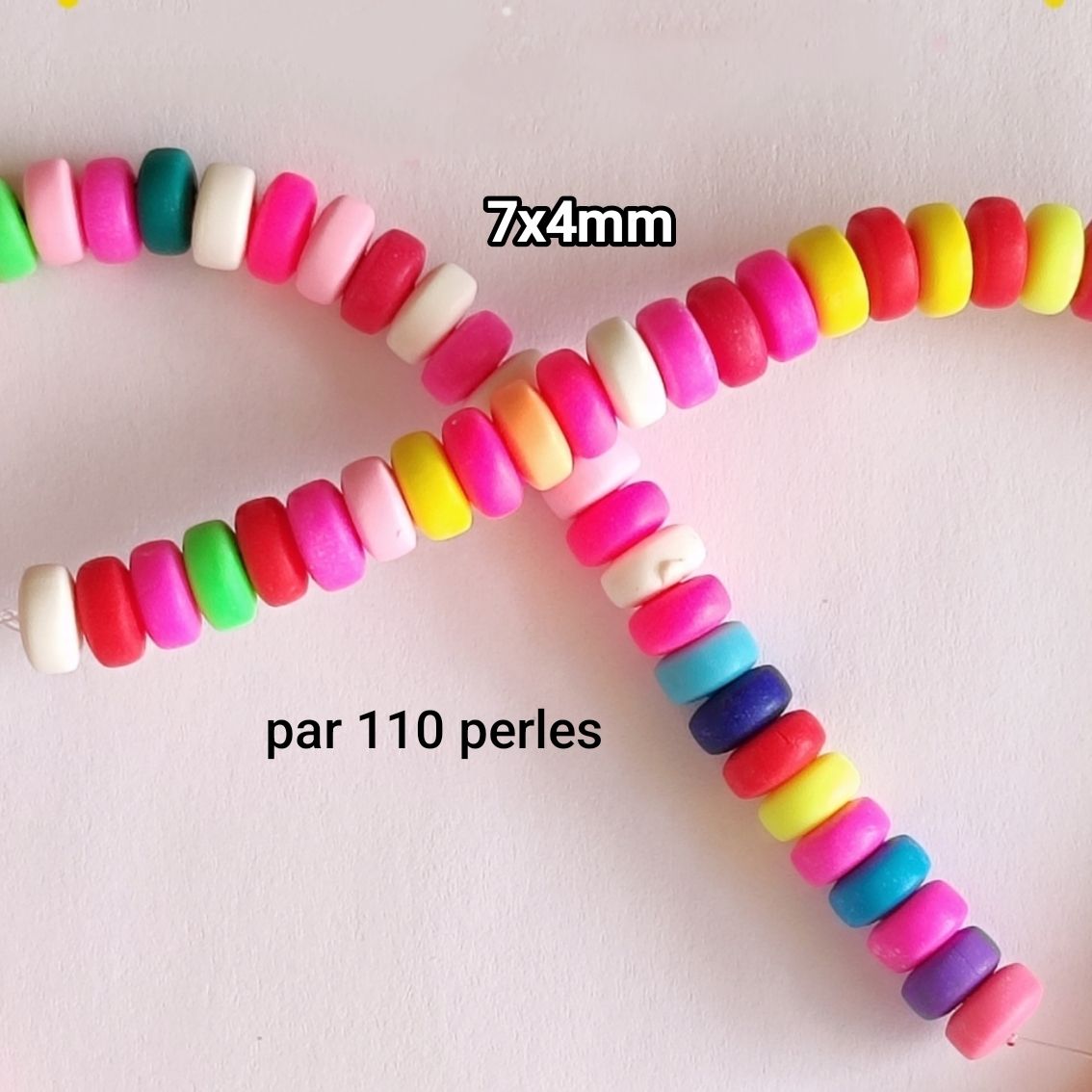 110 perles heishi 7x4mm/20 couleurs