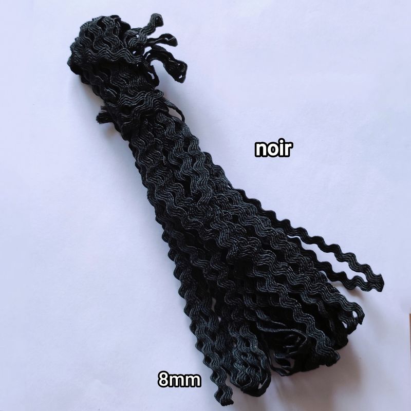 9 mètres zig zag 8mm noir polyester