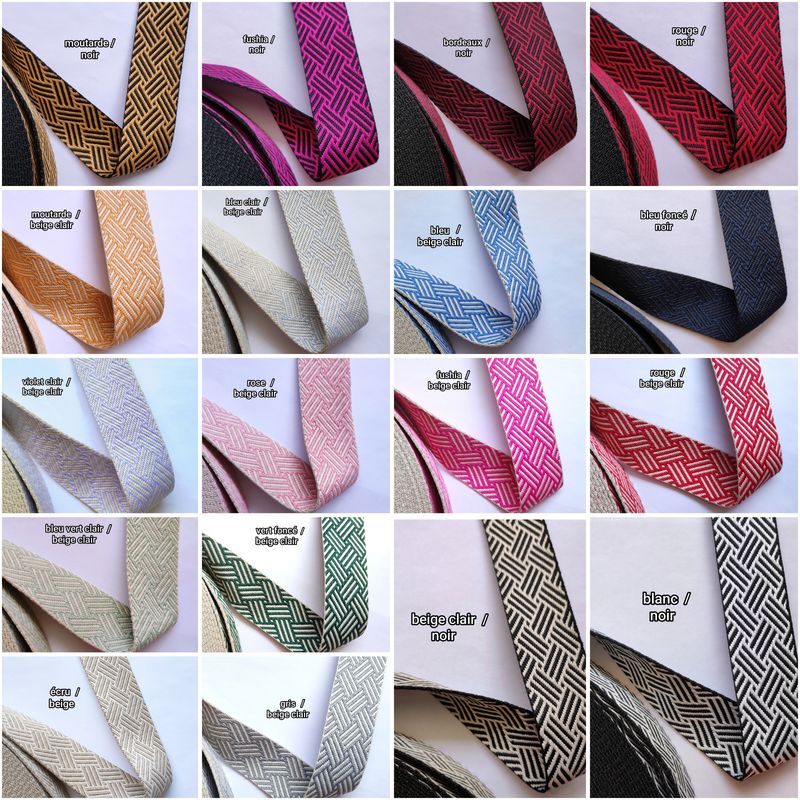 Sangle fantaisie réversible 38mm (choisissez parmi 36 couleurs)