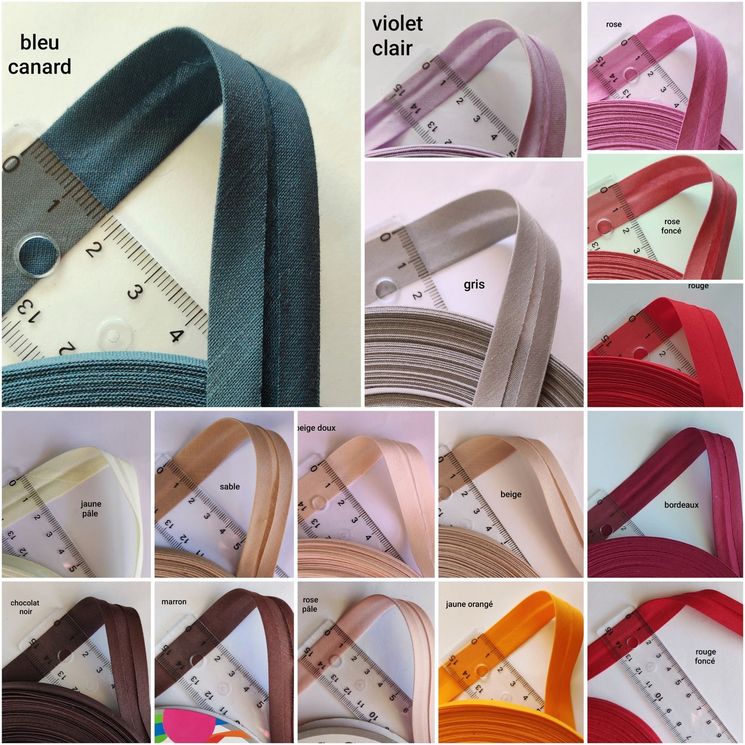 Biais coton au mètre (choisissez vos couleurs)