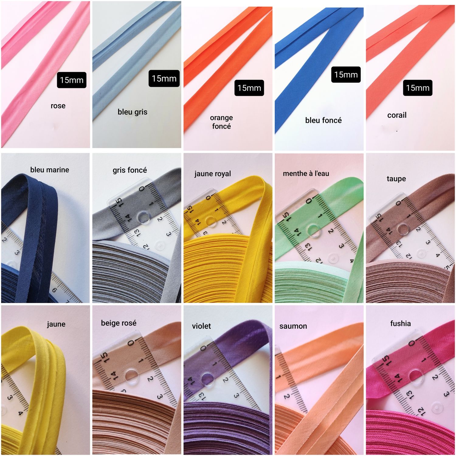 Biais coton au mètre (choisissez vos couleurs)