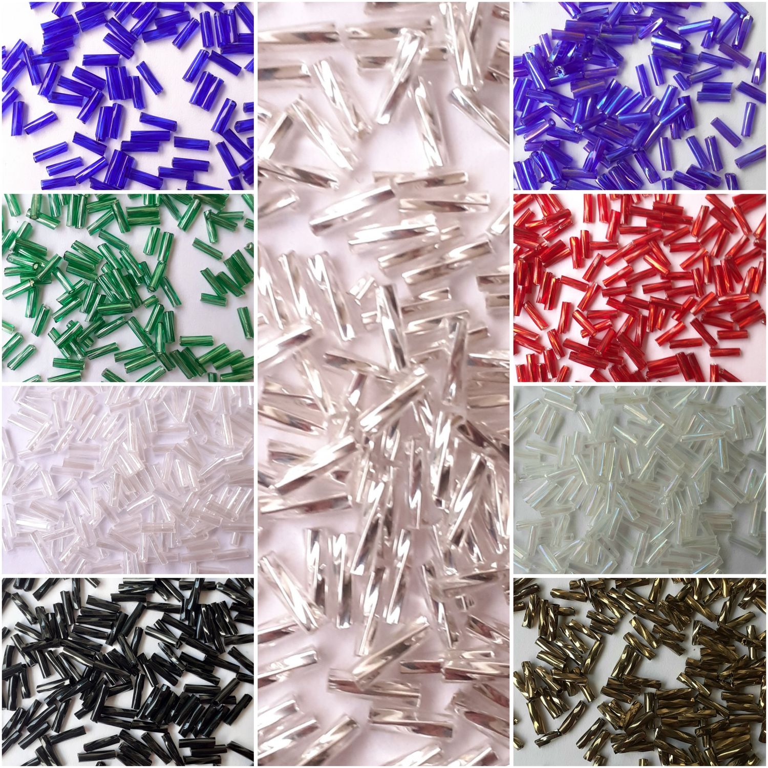 150 perles tubes torsadés verre 6x1mm (choisissez vos couleurs)