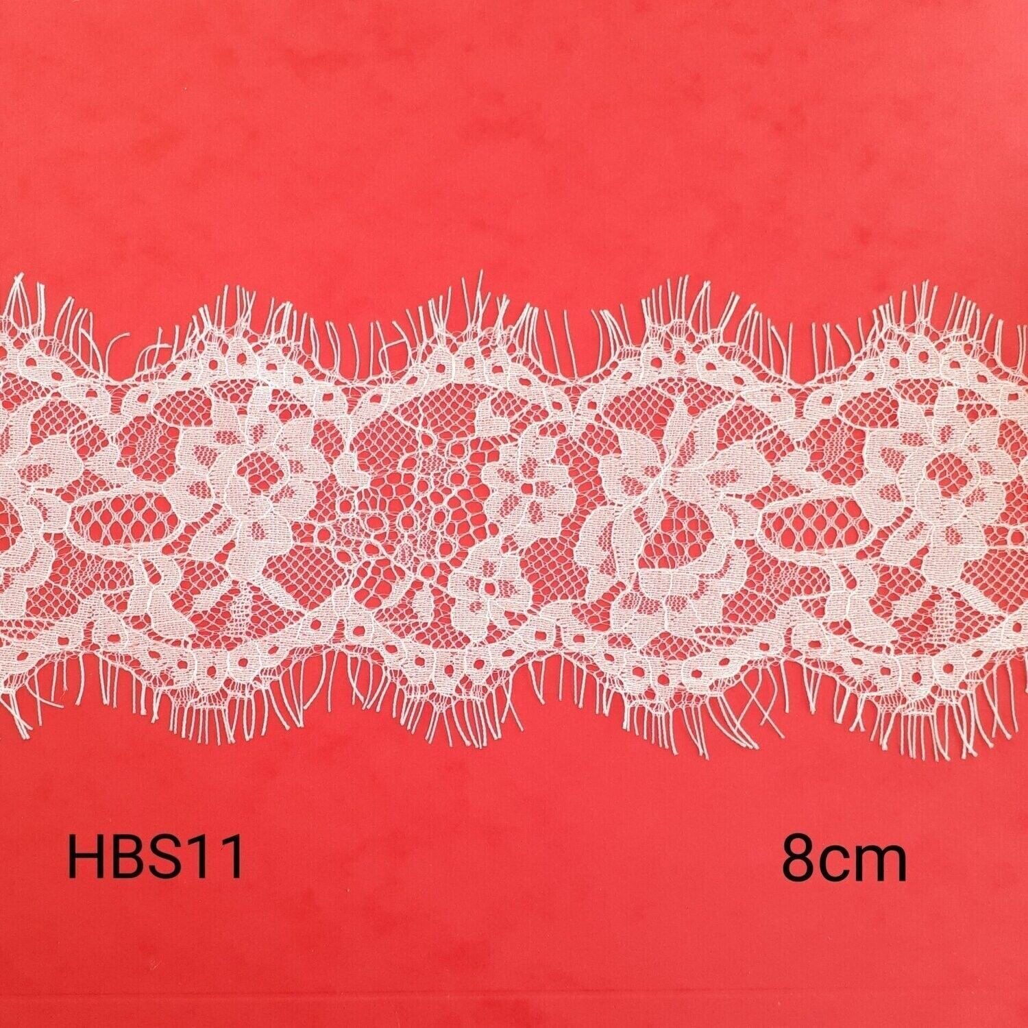 3 m dentelle avec cils 9 cm en noir et en blanc