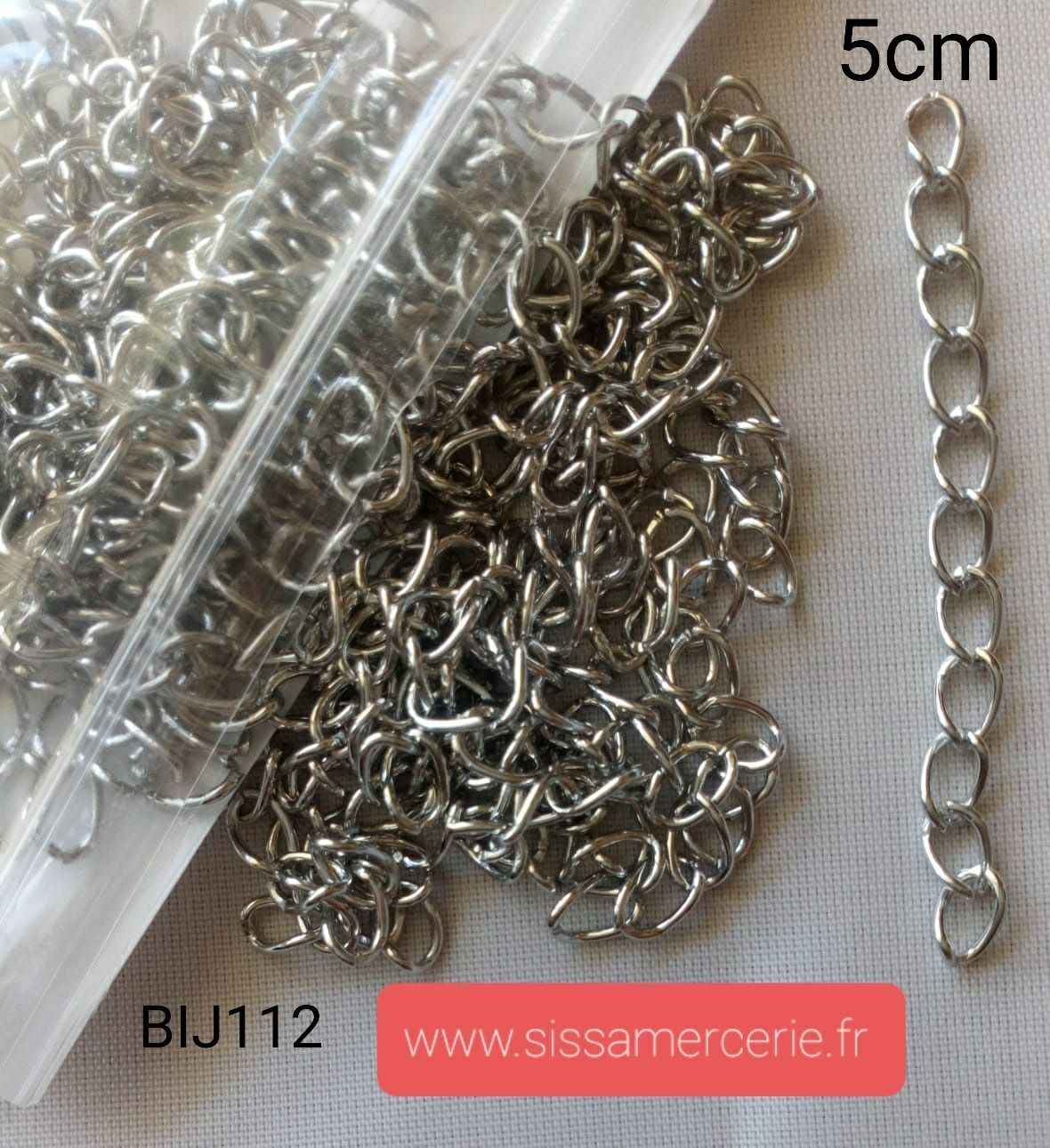 25 chaîne d'extension 5 /7cm (choisissez vos couleurs)