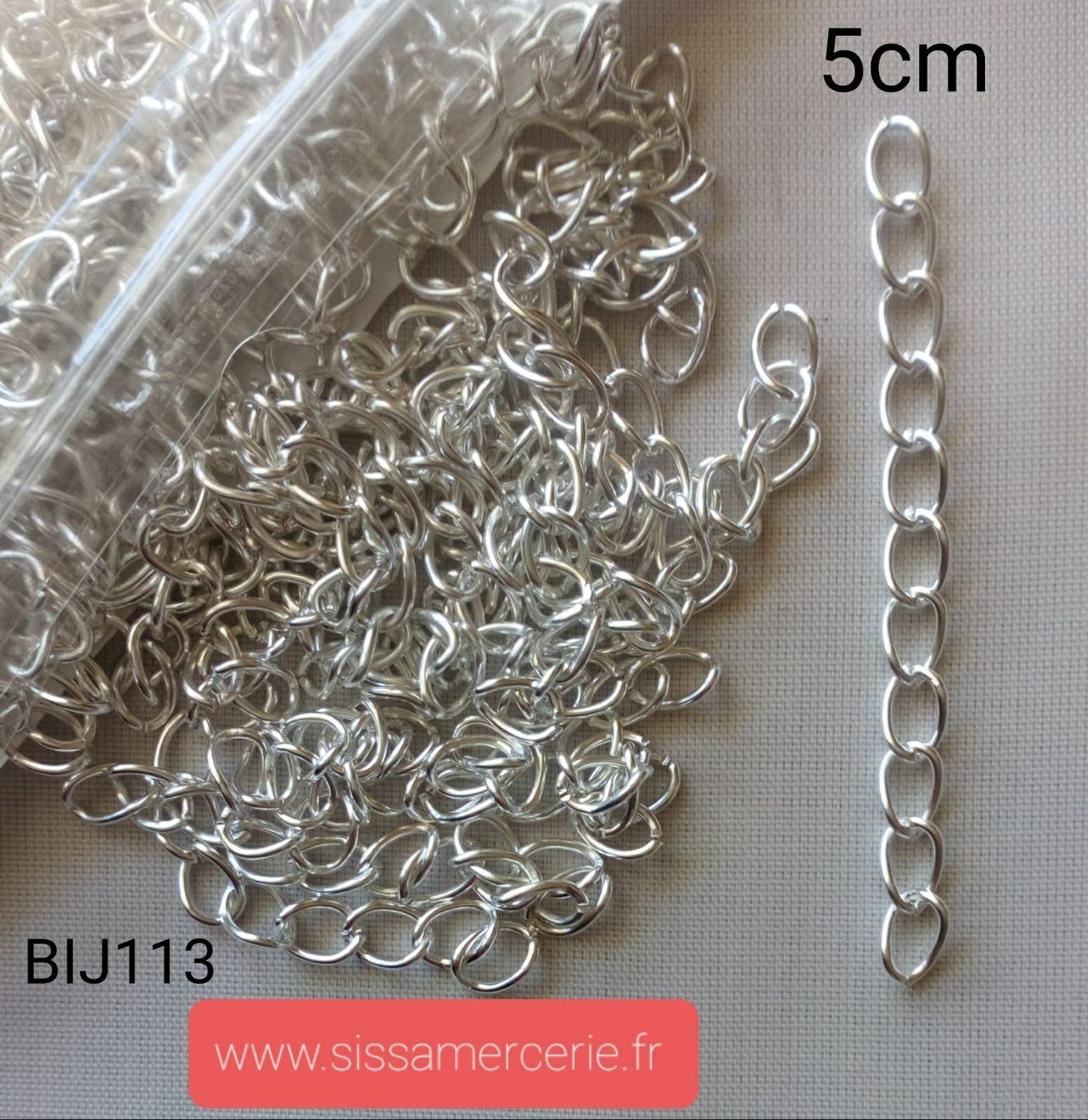 25 chaîne d'extension 5 /7cm (choisissez vos couleurs)