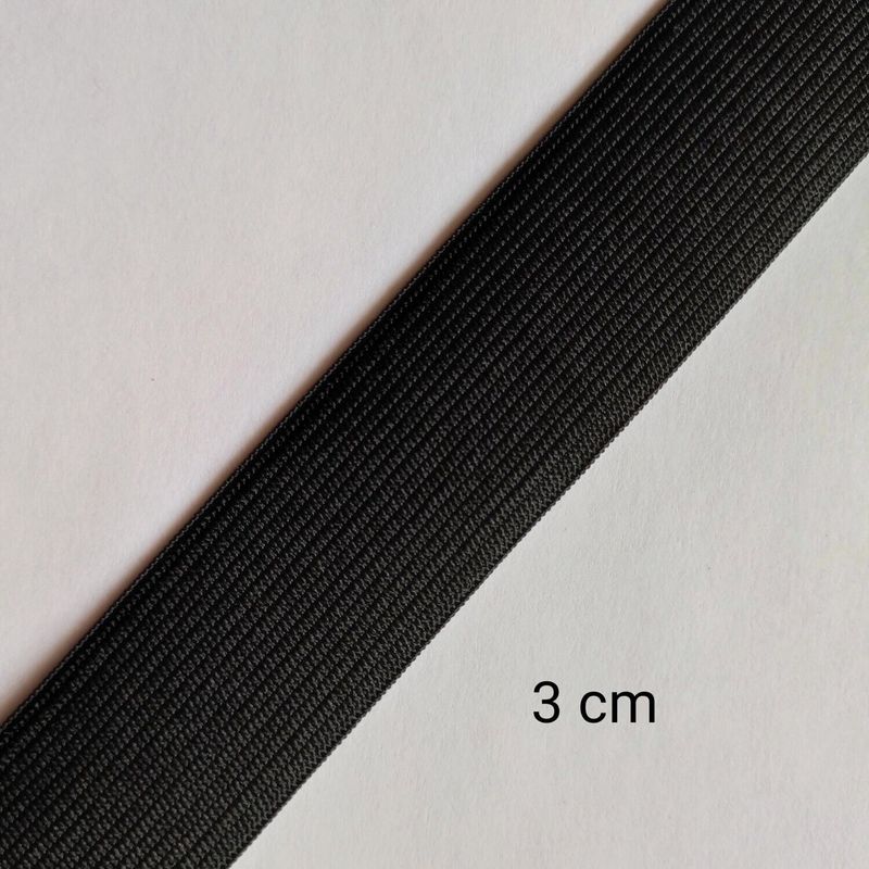 Elastique 3 cm au mètre (noir et blanc)