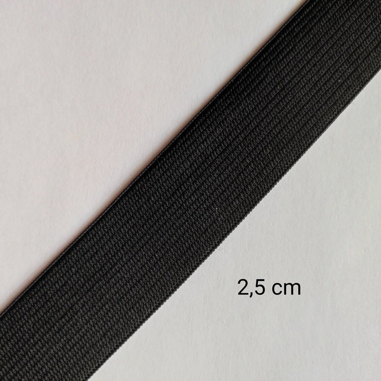 Elastique 2,5 cm au mètre (noir et blanc)