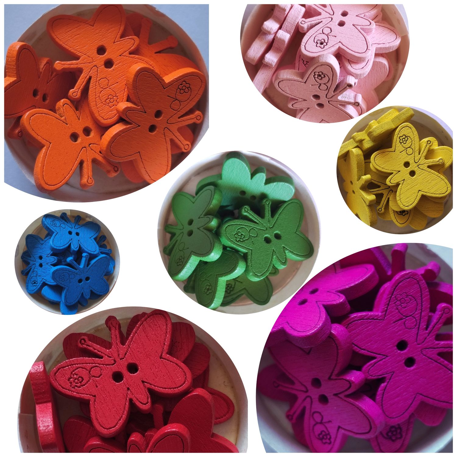 10 boutons en bois papillon LOT 76 / choisissez vos couleurs