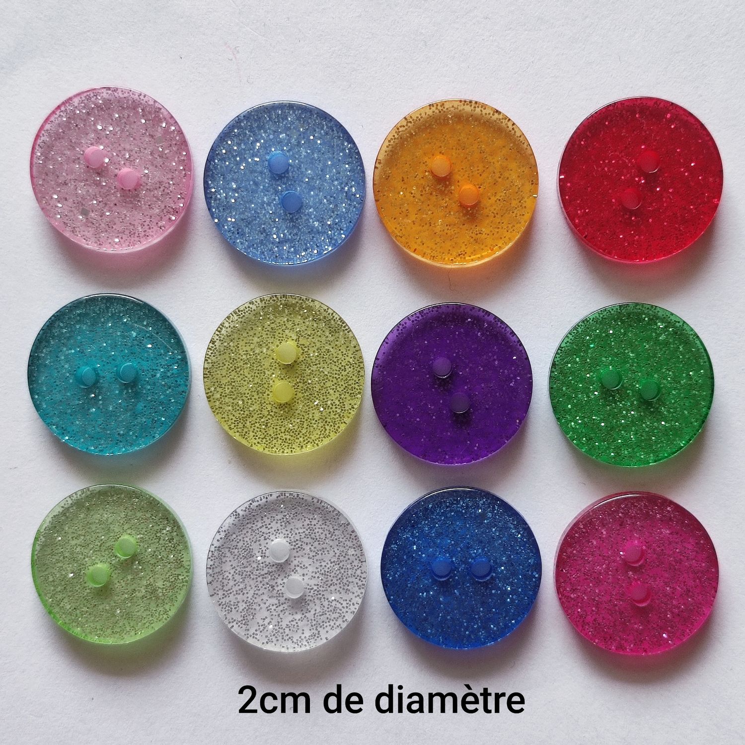 10 boutons 2cm glitter LOT 148 (choisissez vos couleurs)