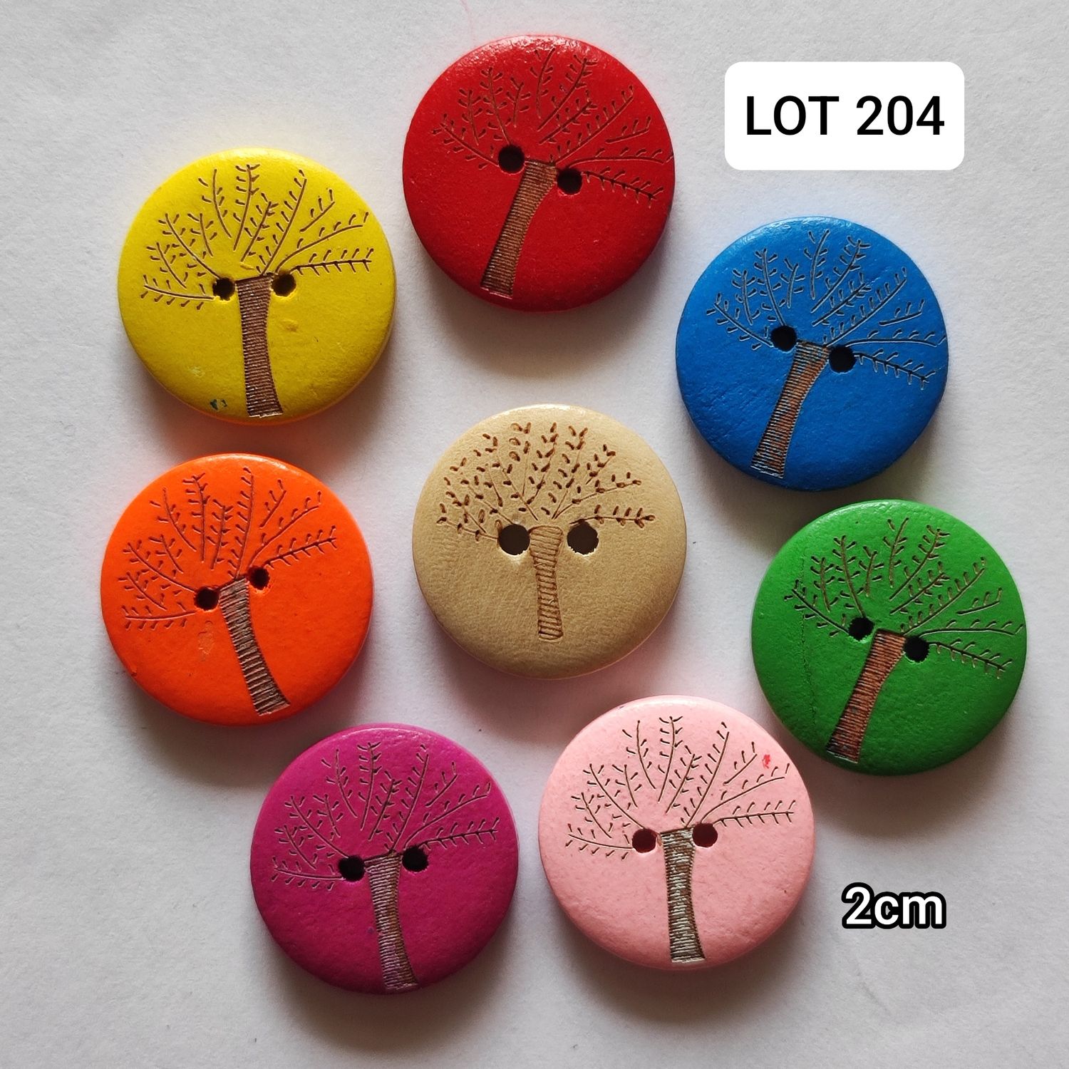 10 boutons en bois arbre LOT 204  (choisissez vos couleurs)