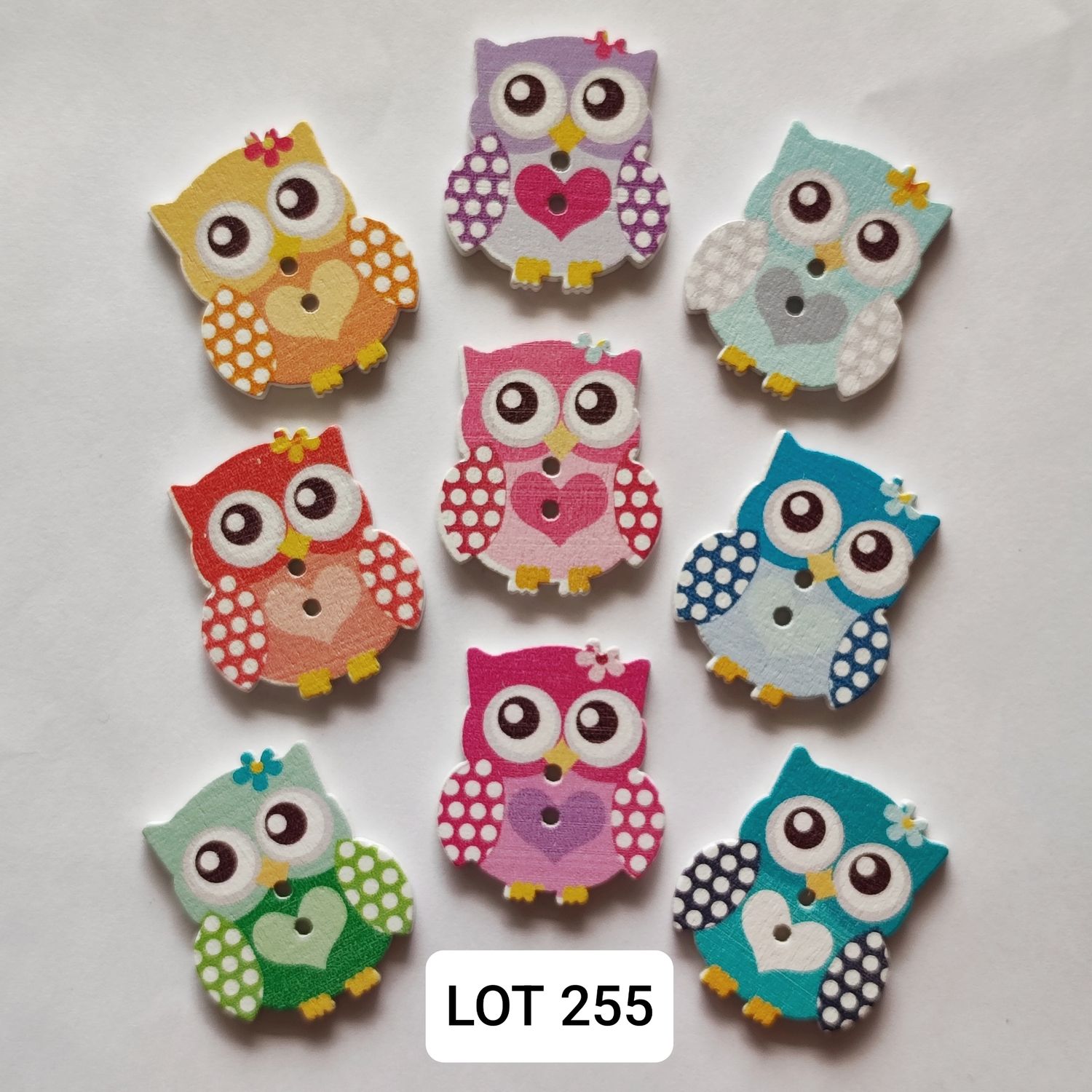 10 boutons chouette LOT 255 ( choisissez vos couleurs)