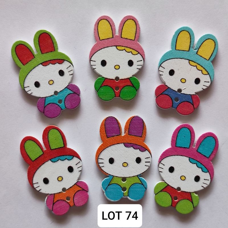 10 boutons bois lapin LOT 74 (choisissez vos couleurs)