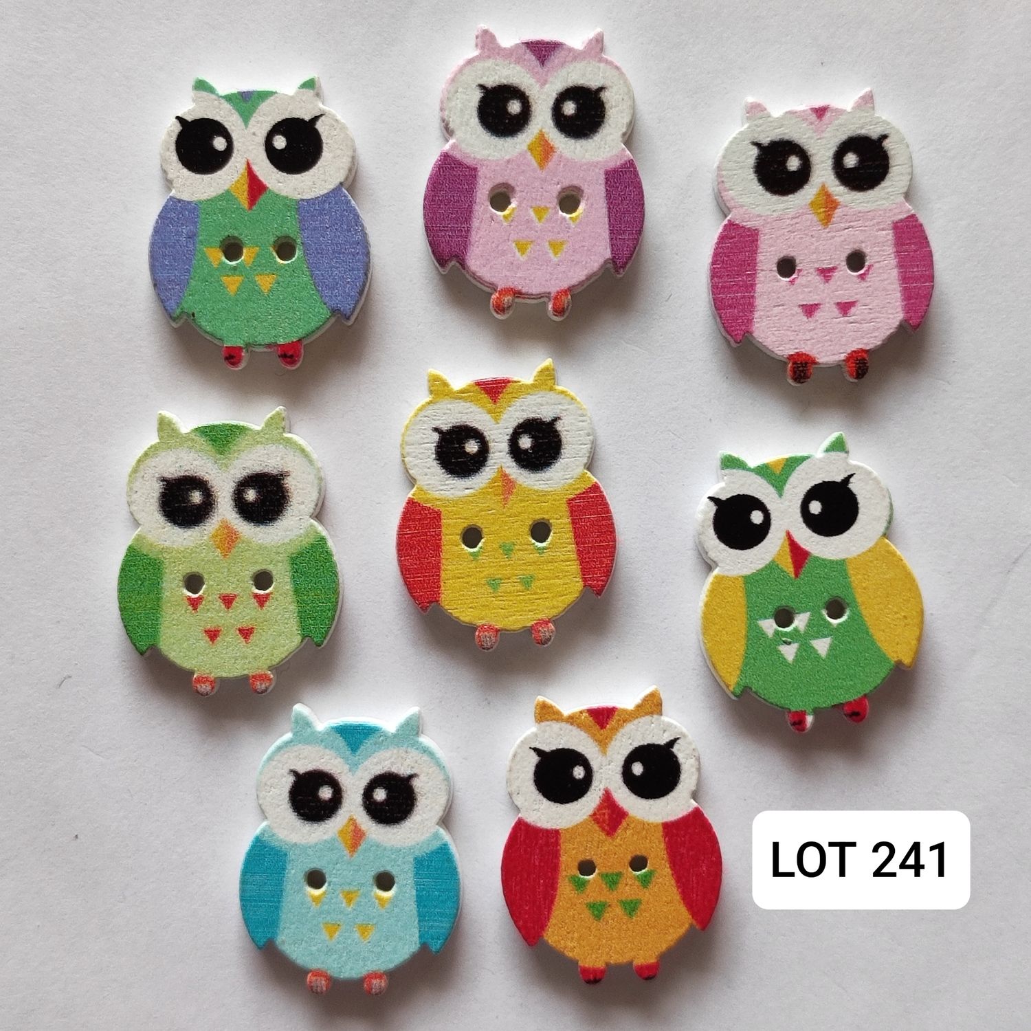 10 boutons en bois chouette LOT 241 (choisissez vos couleurs)