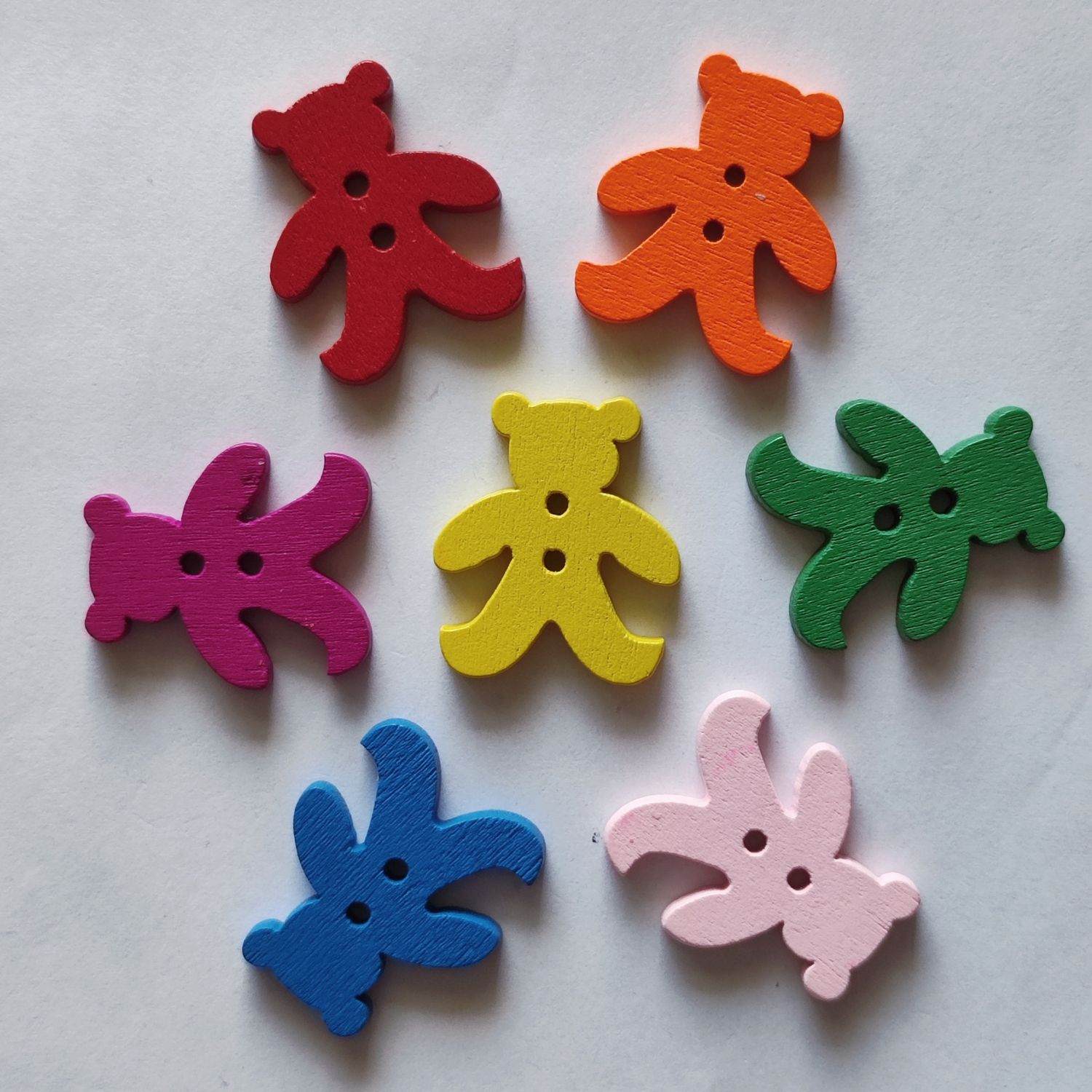 10 boutons en bois ourson LOT 80 (choisissez vos couleurs)