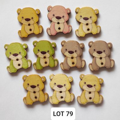 10 boutons en bois ours LOT 79