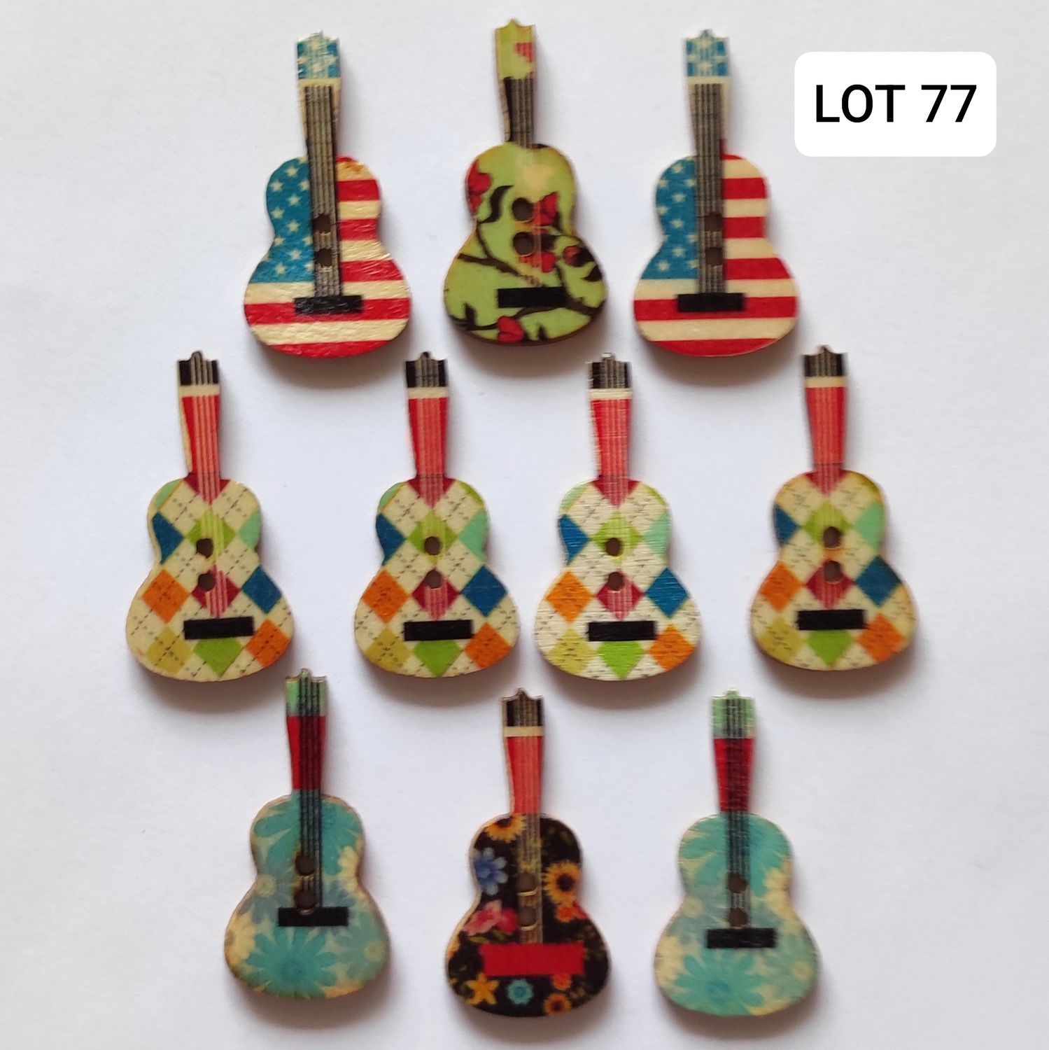 10 boutons en bois guitare LOT 77