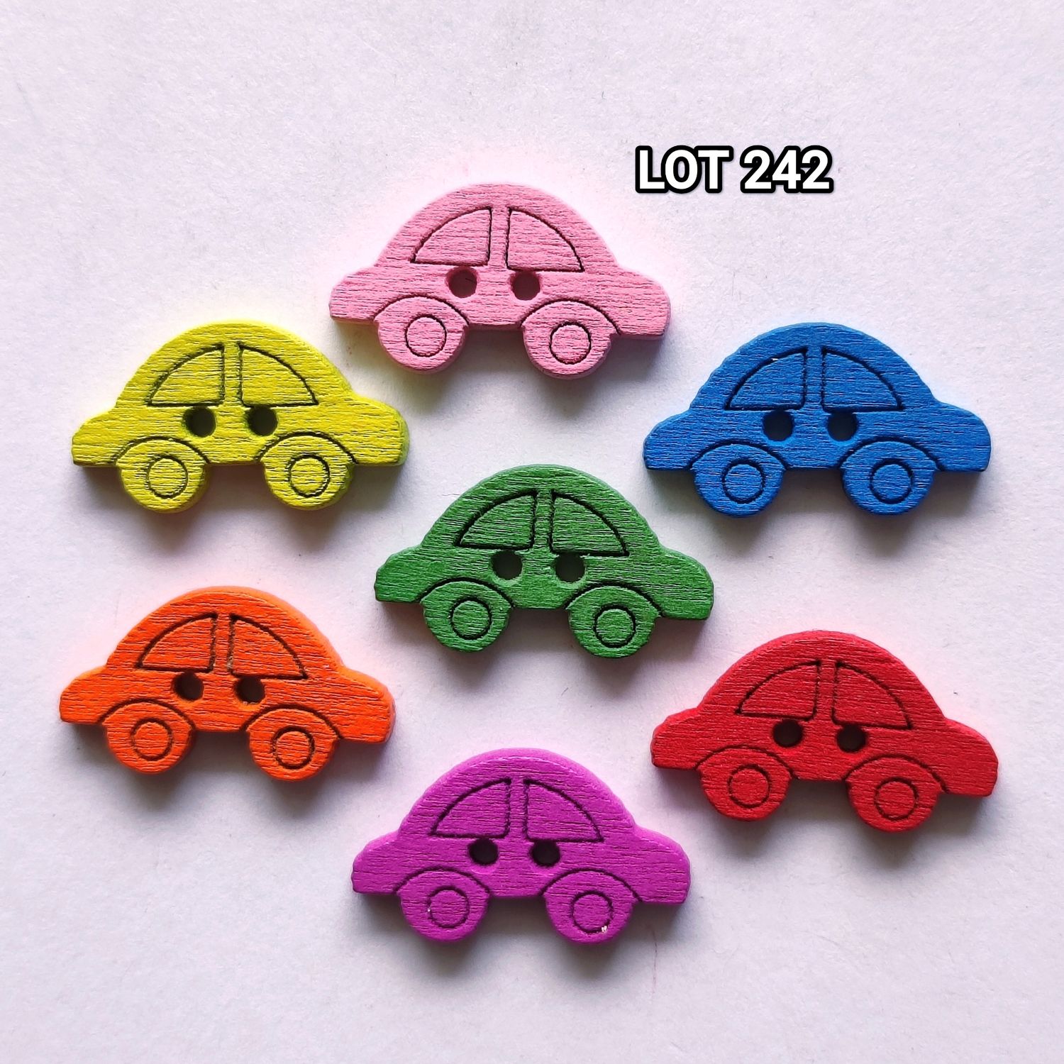 10 boutons en bois voiture LOT 242 (choisissez vos couleurs)