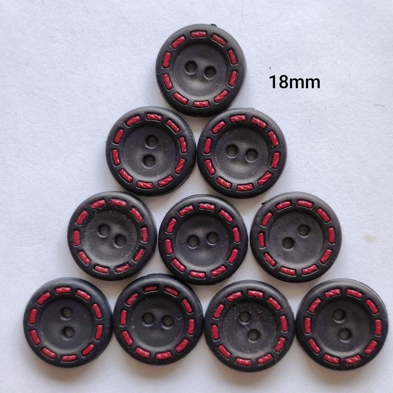 10 boutons acrylique noir et rouge LOT 9