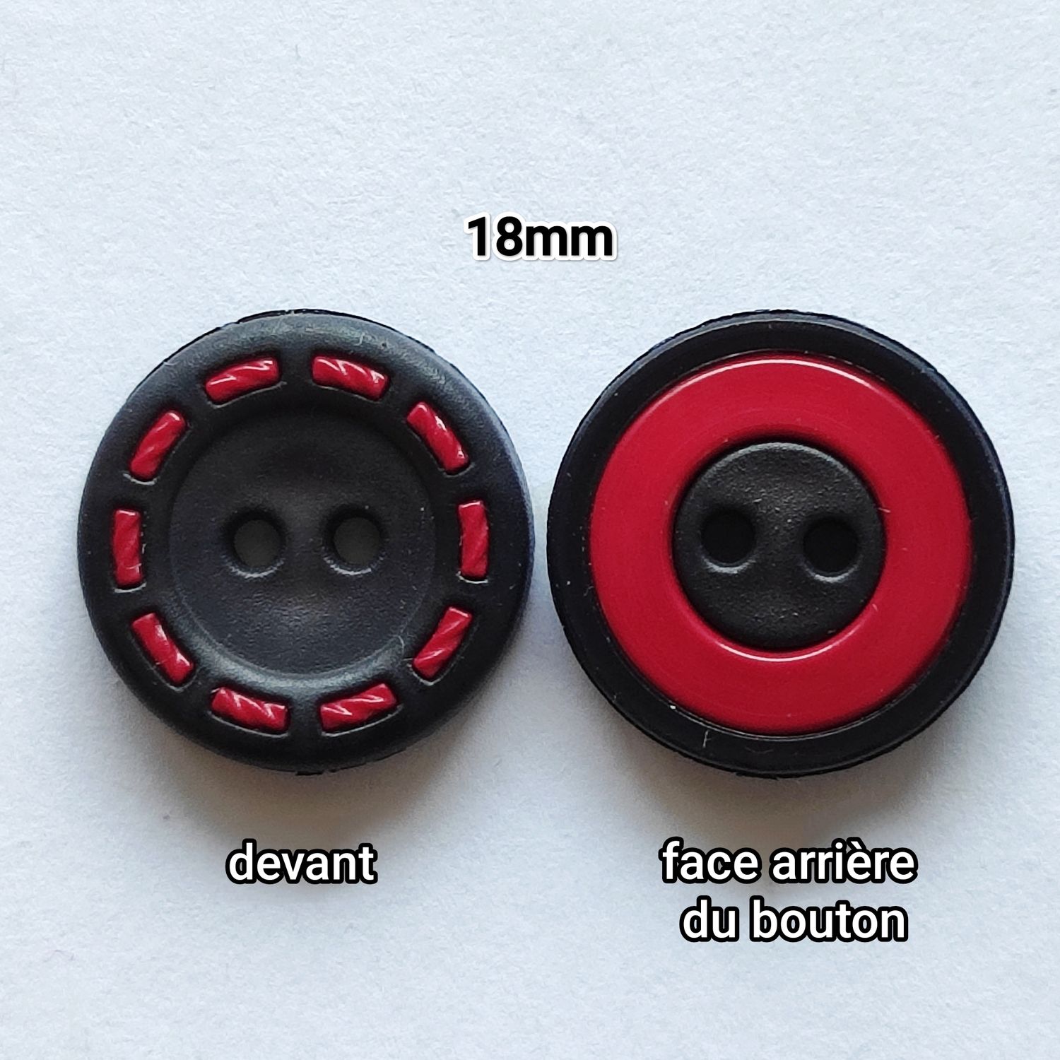 10 boutons acrylique noir et rouge LOT 9